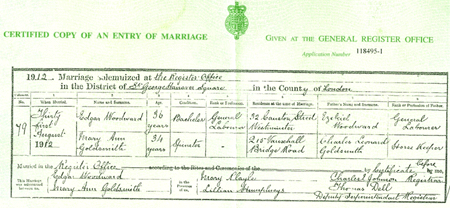 Mary Ann's marriage certificate