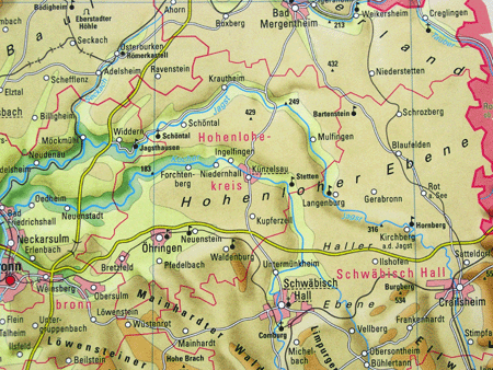 Map showing the area 