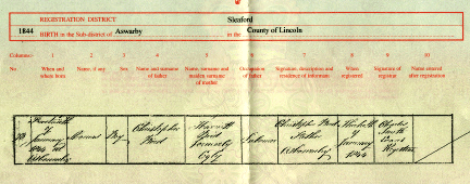Birth Certificate of Thomas Bird