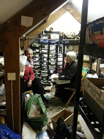 Hamish & Thalia sorting out the family archives 2013